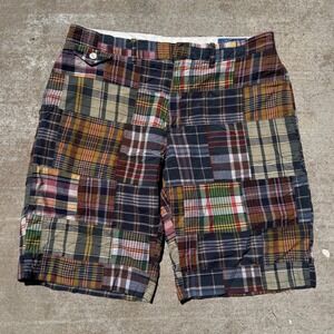 Polo Ralph Lauren Mens Patchwork Madras Shorts Multi Color Plaid Size 33 Cotton